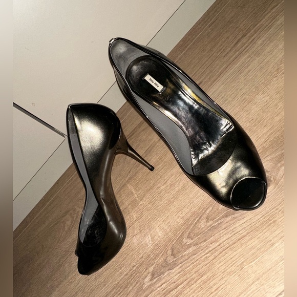 Miu Miu Metalic Peep-Toe Stilettos size 39 - Picture 3 of 7